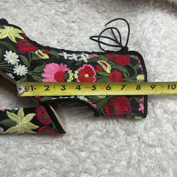 Hot tomato Sheer Mesh multi color floral embroidery lace up corset peep toeSZ11M - Picture 12 of 14